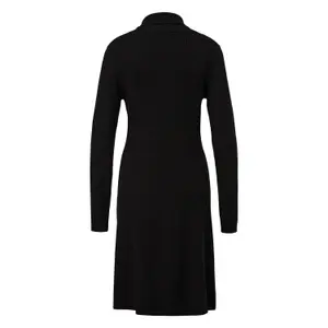 Ribbed Knit Long Sleeve Turtleneck Flared Hem Dress for Women COMMA image-1