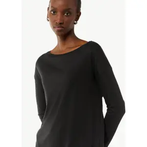 Women's Lyocell and Cotton Long Sleeve Boat Neck T-Shirt COMMA image-3