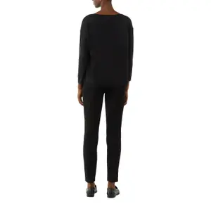 Women's Lyocell and Cotton Long Sleeve Boat Neck T-Shirt COMMA image-5