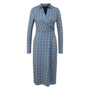 Long Sleeve Jersey Wrap Dress with Shirt Collar for Women COMMA image-0