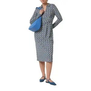Long Sleeve Jersey Wrap Dress with Shirt Collar for Women COMMA image-6