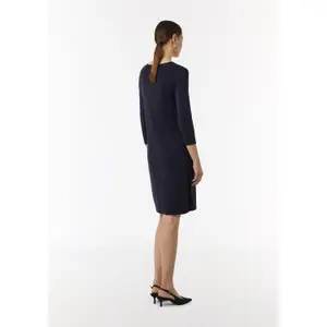 Fitted Ribbed Knit Short Dress 3/4 Sleeve Round Neck Women's COMMA image-4