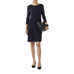 Fitted Ribbed Knit Short Dress 3/4 Sleeve Round Neck Women's COMMA image-6
