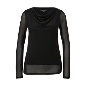 Women’s Long Sleeve Fitted Mesh Blouse with Cowl Neck COMMA image-0