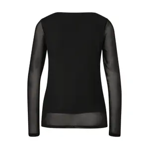 Women’s Long Sleeve Fitted Mesh Blouse with Cowl Neck COMMA image-1