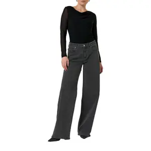 Women’s Long Sleeve Fitted Mesh Blouse with Cowl Neck COMMA image-6