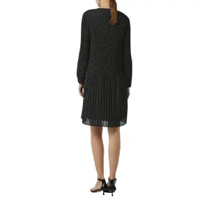 Women's Pleated Chiffon Flared Short Dress V-Neck COMMA image-5