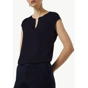 Short Sleeve Jersey Blouse with Satin Finish for Women COMMA image-3