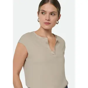 Short Sleeve Jersey Blouse with Satin Finish for Women COMMA image-3
