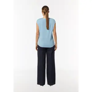 Women's Jersey Blouse with Dropped Shoulders and Satin Trim COMMA image-4
