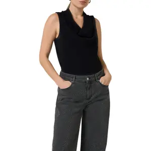 Womens Half-Length Fluid Viscose Blend Tank Top COMMA image-2