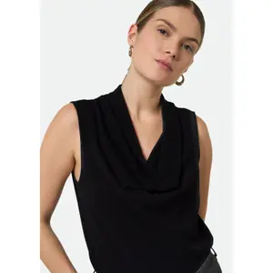 Womens Half-Length Fluid Viscose Blend Tank Top COMMA image-3