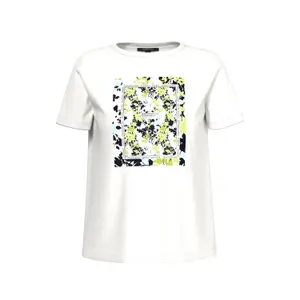 Women's Cotton Blend T-Shirt with Printed Artistic Design COMMA image-0