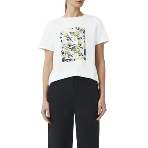 Women's Cotton Blend T-Shirt with Printed Artistic Design COMMA image-2