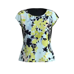 Women's Round Neck Bi-Material Viscose Jersey Blouse COMMA image-0