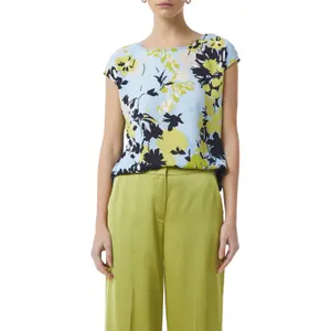 Women's Round Neck Bi-Material Viscose Jersey Blouse COMMA image-2