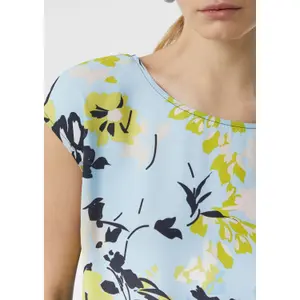 Women's Round Neck Bi-Material Viscose Jersey Blouse COMMA image-3
