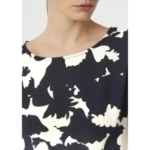 Women's Round Neck Bi-Material Viscose Jersey Blouse COMMA image-3