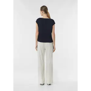 Women's Round Neck Bi-Material Viscose Jersey Blouse COMMA image-4
