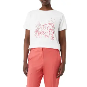 Women's Cotton Blend T-Shirt with Printed Artistic Design COMMA image-2
