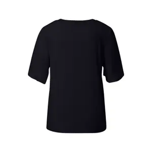 Women's Short Puff Sleeve Bi-Material Satin and Jersey Blouse COMMA image-1
