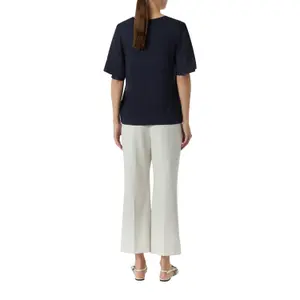 Women's Short Puff Sleeve Bi-Material Satin and Jersey Blouse COMMA image-5