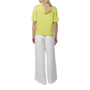 Women's Short Puff Sleeve Bi-Material Satin and Jersey Blouse COMMA image-5