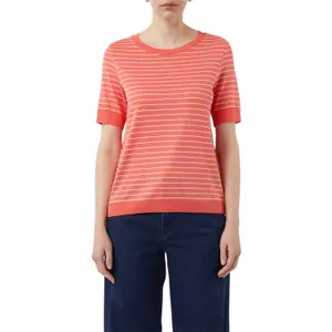 Women's Striped Ribbed Viscose Jersey T-shirt COMMA image-2