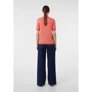 Women's Striped Ribbed Viscose Jersey T-shirt COMMA image-4