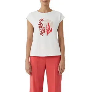 Women's T-Shirt with Sparkling Sequin Pattern and Dropped Shoulders COMMA image-2