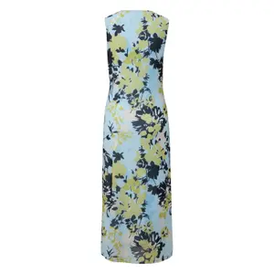 Womens Fitted Sleeveless Mesh Midi Dress Round Neck COMMA image-1