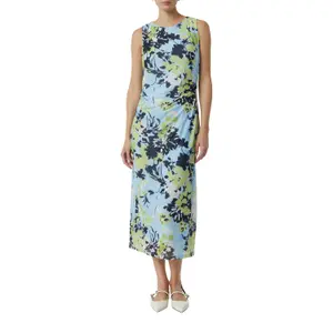 Womens Fitted Sleeveless Mesh Midi Dress Round Neck COMMA image-2