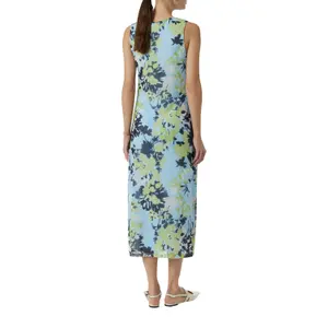 Womens Fitted Sleeveless Mesh Midi Dress Round Neck COMMA image-5