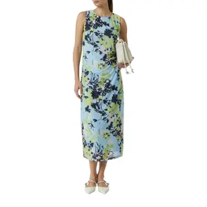 Womens Fitted Sleeveless Mesh Midi Dress Round Neck COMMA image-6