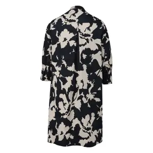 Short Printed Cotton Poplin Shift Dress with Shirt Collar Women COMMA image-1