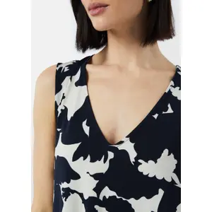 Floral V-Neck Sleeveless Short A-Line Dress for Women COMMA image-3