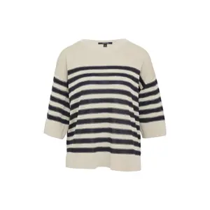 Striped Fine Knit Jumper with Glitter Yarn for Women COMMA image-0