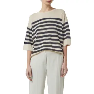 Striped Fine Knit Jumper with Glitter Yarn for Women COMMA image-1
