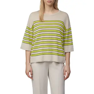Striped Fine Knit Jumper with Glitter Yarn for Women COMMA image-1