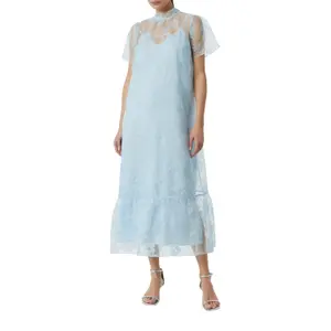 Long Organza Dress with High Collar for Women COMMA image-2