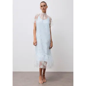 Long Organza Dress with High Collar for Women COMMA image-6