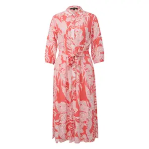Printed Viscose Midi Dress with Shirt Collar 3/4 Sleeves Women COMMA image-0