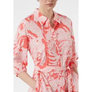 Printed Viscose Midi Dress with Shirt Collar 3/4 Sleeves Women COMMA image-3