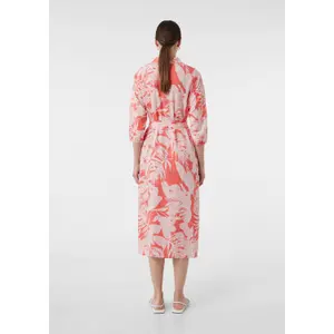 Printed Viscose Midi Dress with Shirt Collar 3/4 Sleeves Women COMMA image-4
