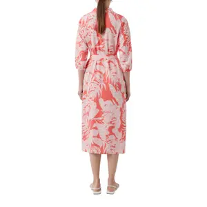 Printed Viscose Midi Dress with Shirt Collar 3/4 Sleeves Women COMMA image-5