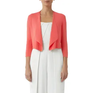 Short Fine Knit Cardigan with Openwork Details at the Back Women COMMA image-0