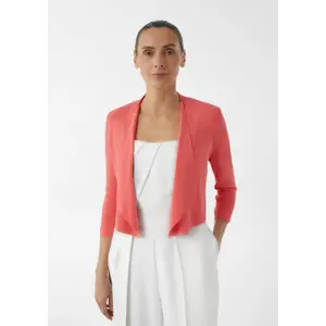 Short Fine Knit Cardigan with Openwork Details at the Back Women COMMA image-1