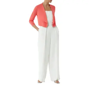 Short Fine Knit Cardigan with Openwork Details at the Back Women COMMA image-5