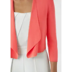 Short Fine Knit Cardigan with Openwork Details at the Back Women COMMA image-6