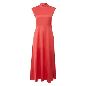Women’s Satin Mid-Length Flared Dress with High Neck and Slit COMMA image-0